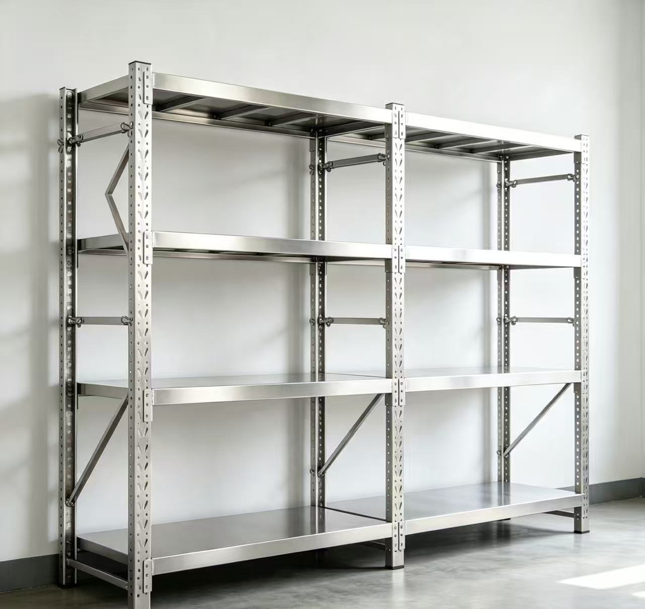 AStainless Steel Butterfly Hole Storage Rack | 600 lbs Load Capacity