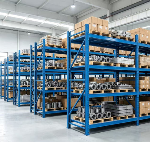 4-Tier Assembled Metal Warehouse Storage Rack | Customizable Color Boltless Industrial Shelving