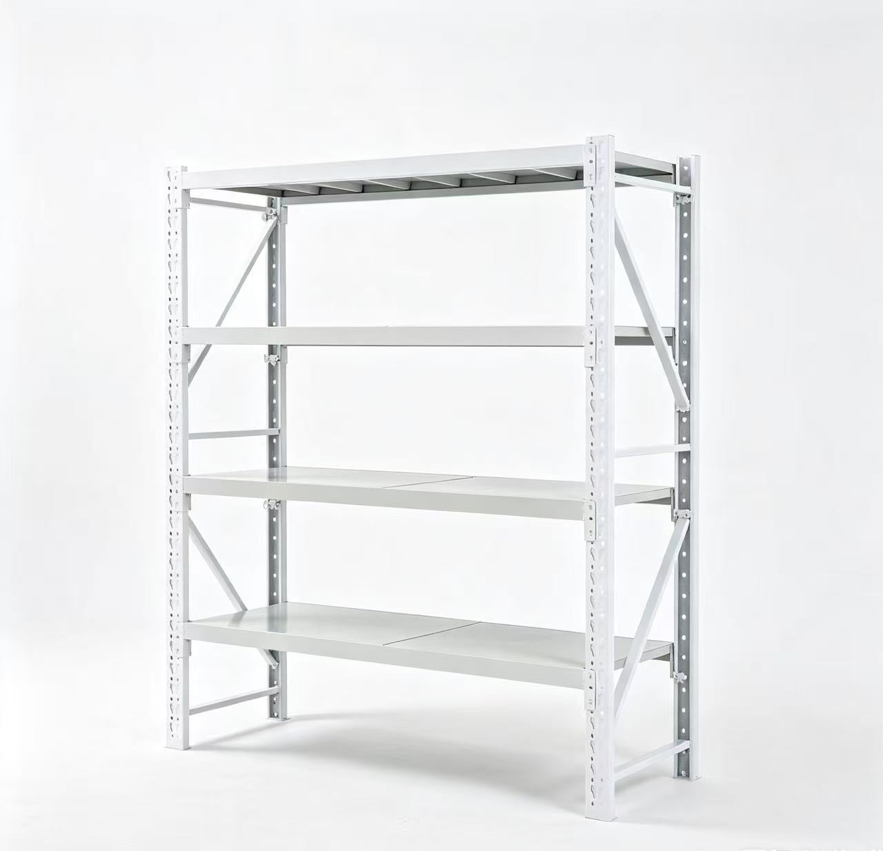 4-Tier White Slot Hole Storage Rack | Splicable Self-Assembly Metal Shelving