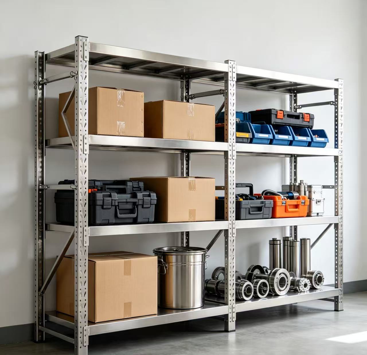 AStainless Steel Butterfly Hole Storage Rack | 600 lbs Load Capacity
